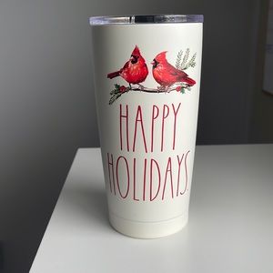 Rae Dunn Happy Holidays 17oz tumbler in ivory (Never been used)